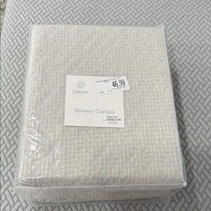 Haven 72”x 86”Diamond Shower Curtain in Lunar Rock Light Grey Soft Cotton BNWT